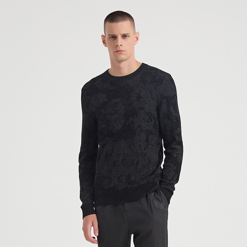 ANDREW MACKENZIE男士春秋款休闲舒适圆领绵羊毛套头毛衫内搭上衣