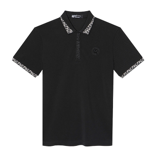 ANDREW MACKENZIE意大利男装时尚珠绣烫钻男士短袖纯棉Polo衫夏季