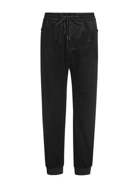 ANDREW MACKENZIE男士轻奢秋季时尚黑色条纹束脚抽绳长裤休闲裤