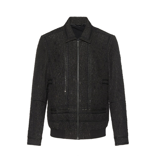 个性纹理宽松拉链翻领夹克