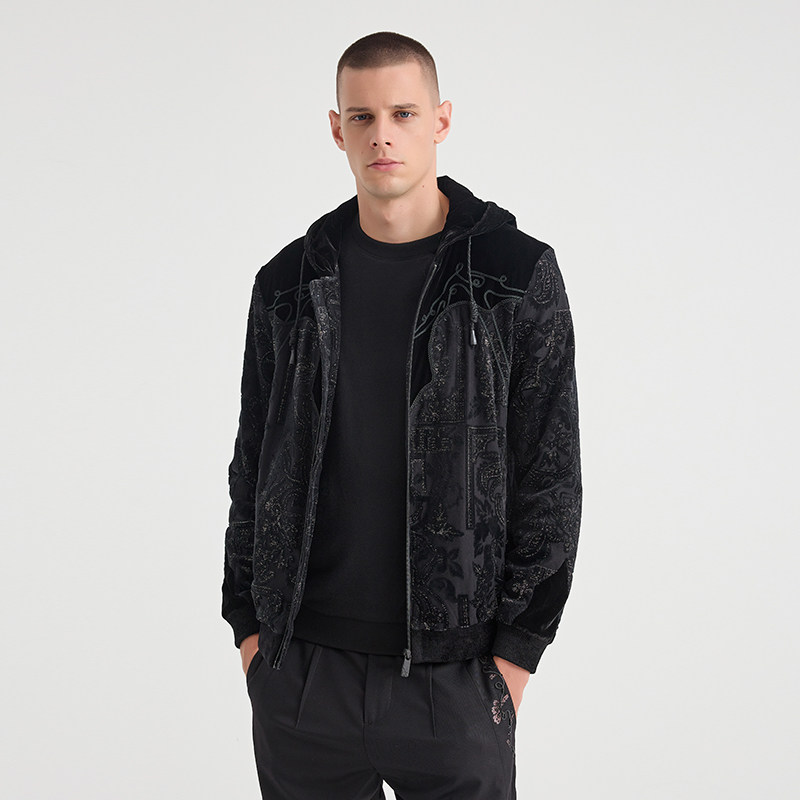 ANDREW MACKENZIE意大利男装时尚拼接提花连帽卫衣潮551252233601