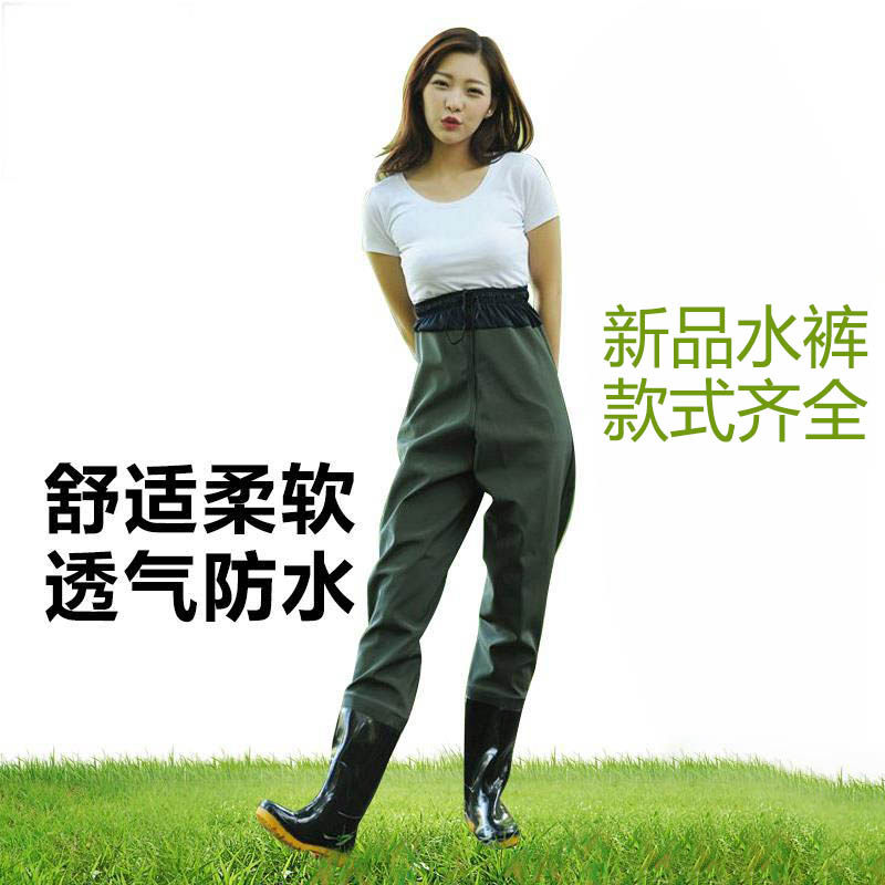 下水裤水鞋连体全身水库半身皮裤男皮叉捉抓鱼防水衣雨裤雨鞋一体图片