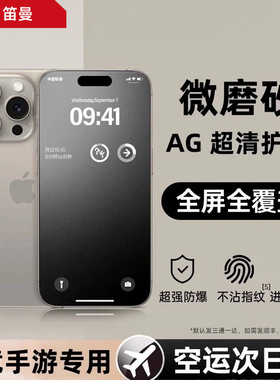 【德国进口磨砂膜】笛曼适用苹果17promax钢化膜iphone16pro手机新款15防指纹14贴膜电竞13plus游戏12P全屏11