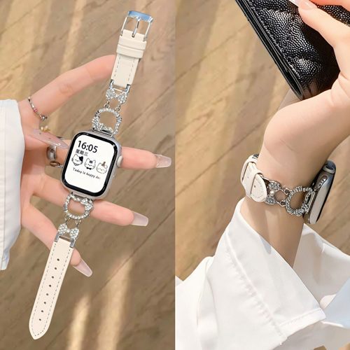适用小米手环10Pro9pro8手表带闪钻KT猫轻奢红米Watch65柔软皮质