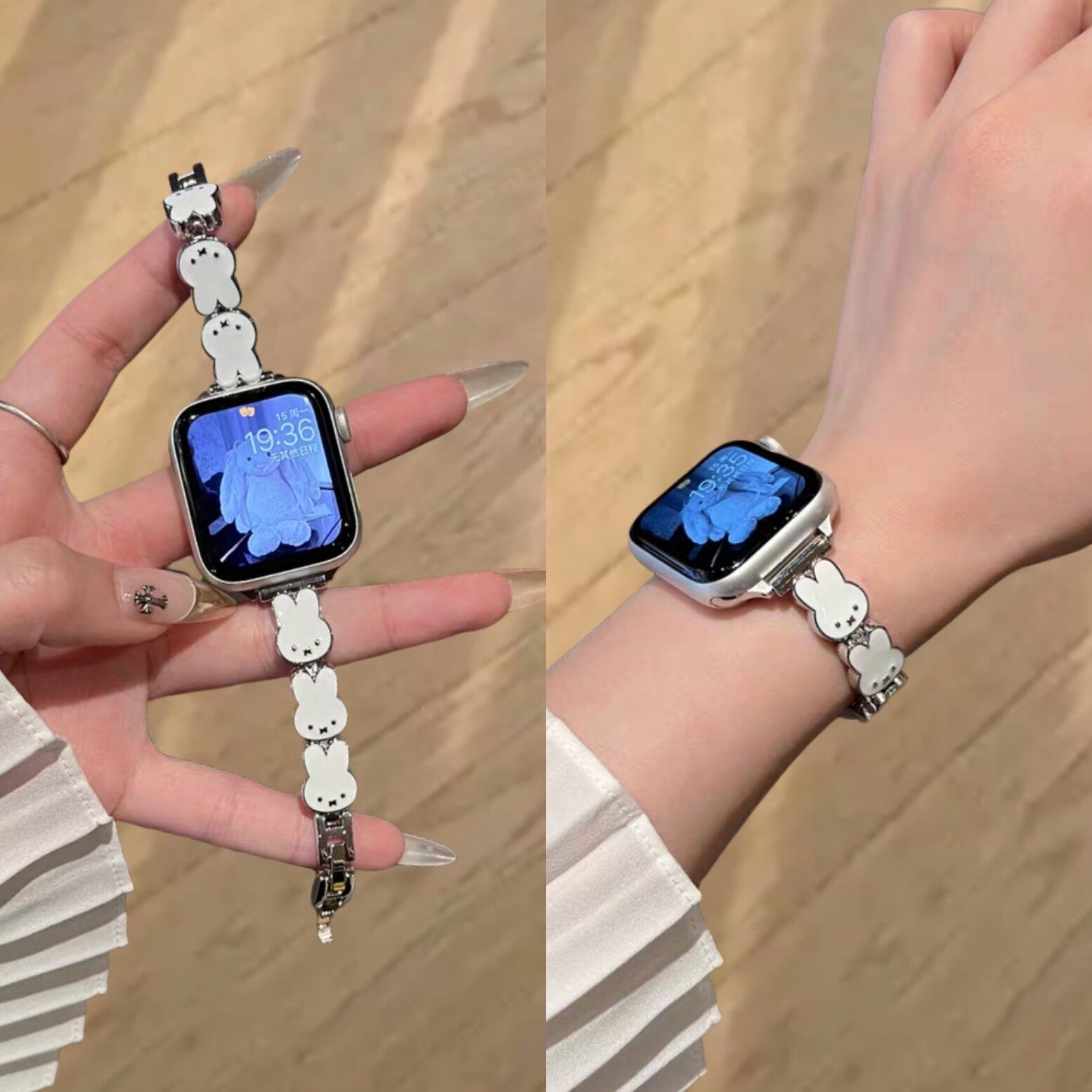 适用小米手环10/9/8pro表带红米wtach6/5/4米菲兔金属表带链条女