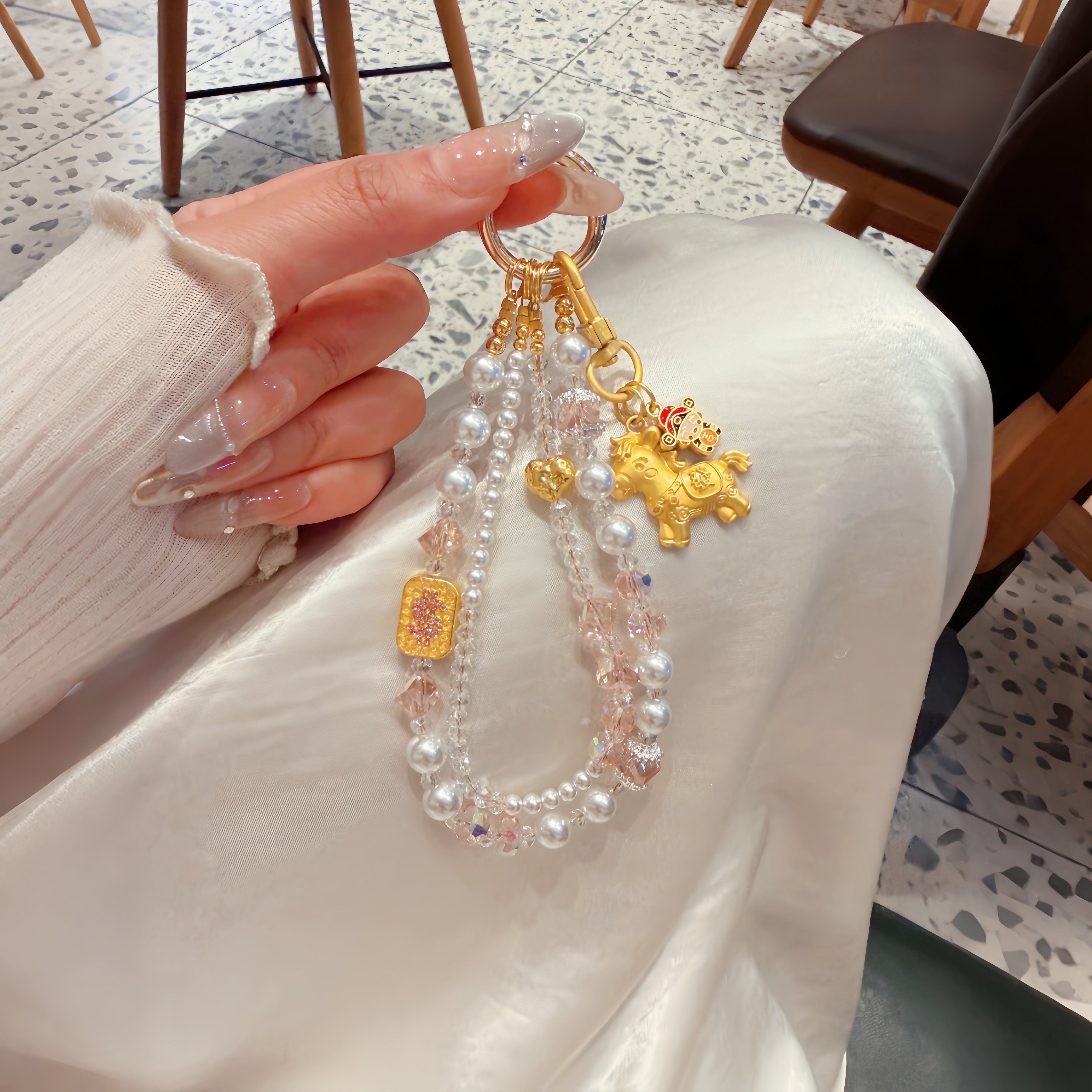 手机链水晶串珠双链绳挂件生肖小马马上有钱挂饰diy钥匙扣小挂件,3C数码配件,手机挂件/手机链,淘宝优惠券,粉丝福利购,淘宝优惠卷