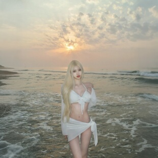 泳衣女泡温泉私汤罩衫防晒四件套分体泳装海边沙滩性感纯欲比基尼