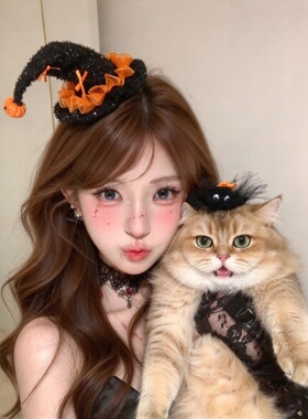 万圣节猫咪合照！发饰好搭