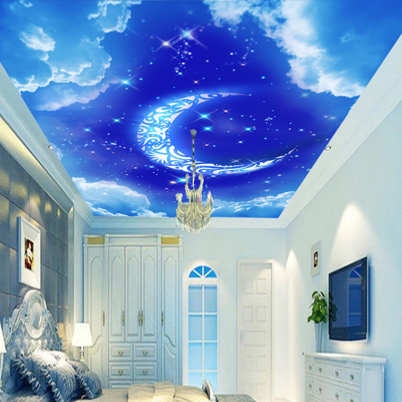 壁纸天花板墙布定制顶棚房屋顶墙纸蓝天梦幻星空吊顶无缝简约壁画