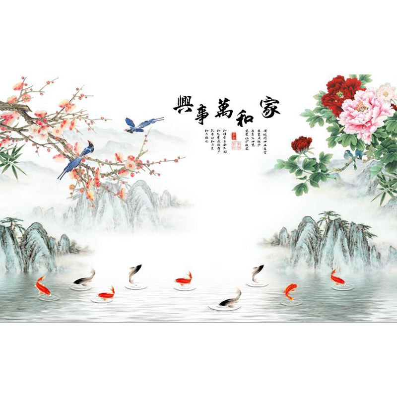 牡丹花背景墙壁纸艺舍时尚大气