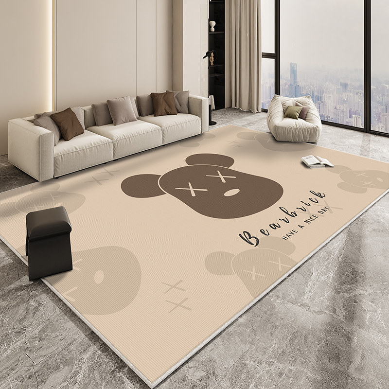 潮牌熊地毯客厅轻奢高级家用免洗可擦沙发茶几毯隔音耐脏卧室地垫