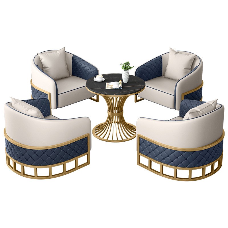 轻奢咖啡厅奶茶店单双人卡座沙发售楼处商务会客接待恰谈桌椅组合