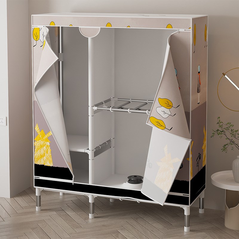 简易布衣柜钢管加粗加固加厚全钢架牛津布家用拉链全封闭烘干衣机