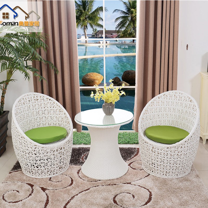 户外家具 仿藤编休闲桌椅组合 藤椅三五件套 阳台酒吧庭院田园椅