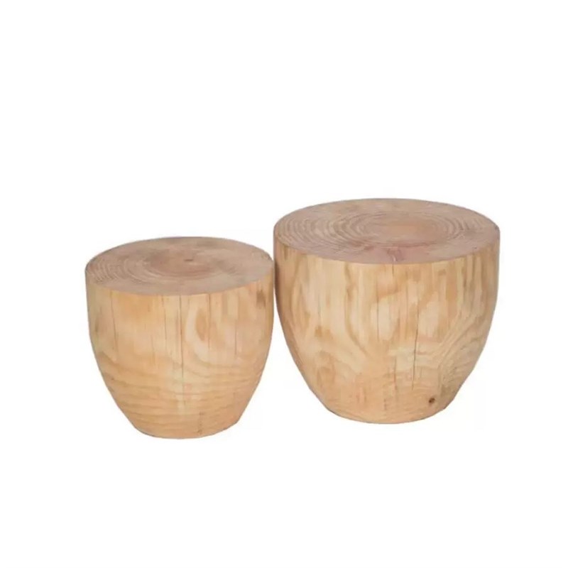 简约炭烧黑色实木木墩茶几原木碳化阳台客厅沙发边几创意树桩角几