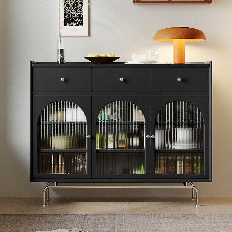 实木餐边柜储物柜北欧小户型玻璃玄关柜隔断柜简约现代酒柜收纳柜