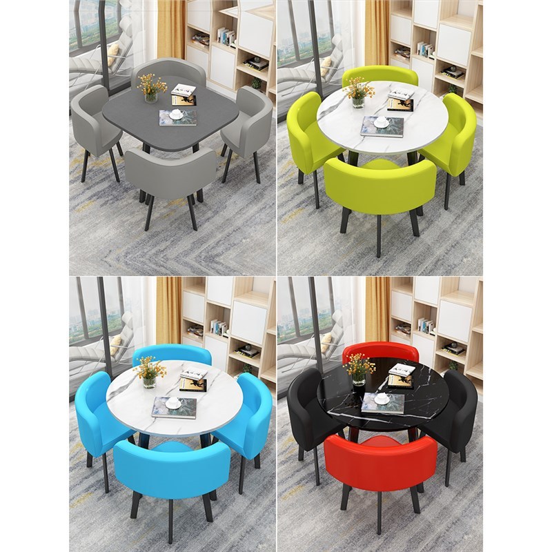 简约谈判洽谈会客桌椅组合套装休闲创意网红接待小圆桌奶茶甜品店
