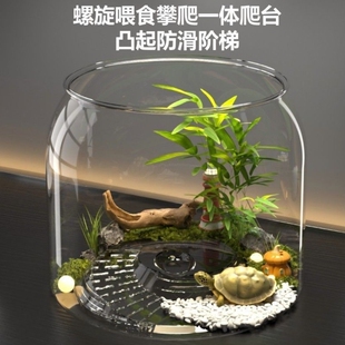 不用换水的乌龟缸专用迷你龟缸造景生态全套养龟箱别墅房子办公室
