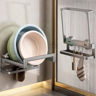 吸盘浴室置物架新款网篮洗手台强力浴巾神器篮架套件收纳盒用品墙
