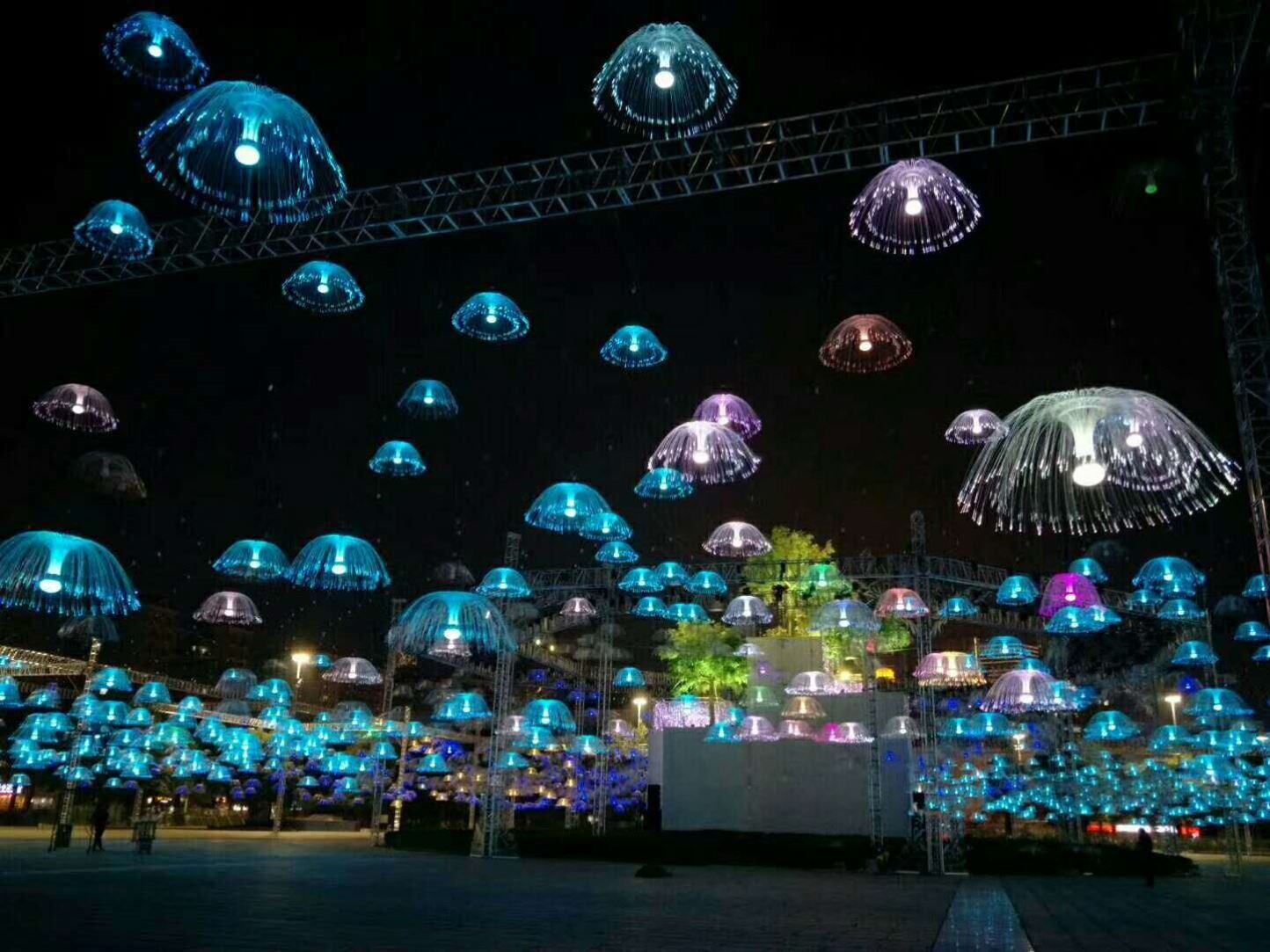 七彩变色光纤水母灯户外防水装饰灯网红酒吧清吧店铺氛围灯吊顶u.