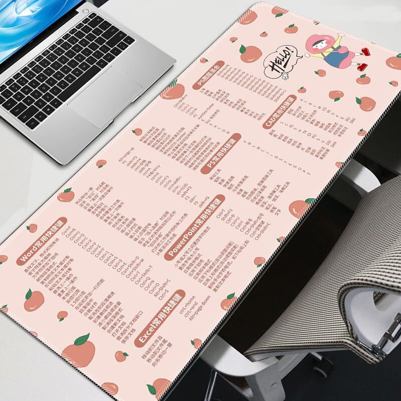 超p大鼠标垫游戏电竞加厚护腕女ins风ps办公快捷键大全cad电脑键