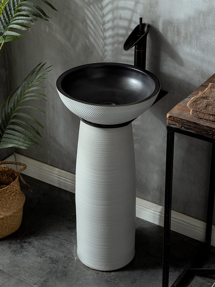 院子水池盆阳台洗手盆落地式户外洗手台立柱盆庭院小户型柱盆室外