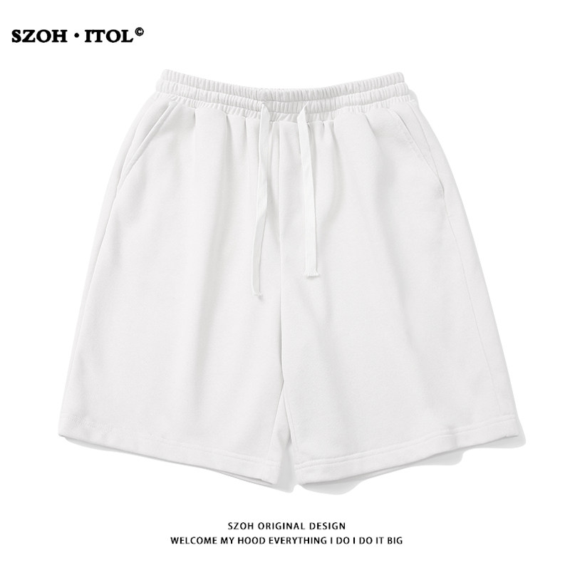 EUROPEAN AND AMERICAN TRENDY BRAND SOLID COLOR SPORTS SHORTS MENS SUMMER HIGH STREET LOOSE AND VERSATILE CASUAL DRAWSTRING WIDE-LEGGED YOUTH FIVE-POINT PANTS