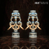 琢匠锡杖弟子珠国风金刚心系列三通配饰藏传手串配珠文玩银饰配件