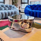 意式 轻奢高级感客厅异形茶几设计师款 艺术感不锈钢组合咖啡桌简约