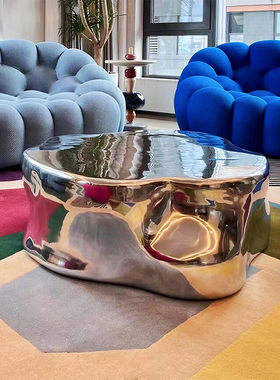 意式轻奢高级感客厅异形茶几设计师款艺术感不锈钢组合咖啡桌简约