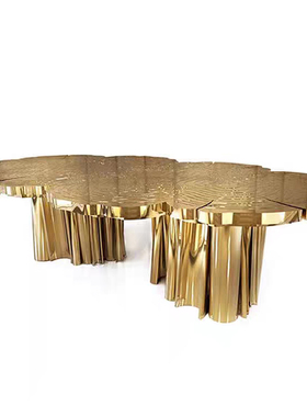 意式轻奢花瓣餐桌创意设计师现代高端别墅客厅家用不锈钢高级餐台