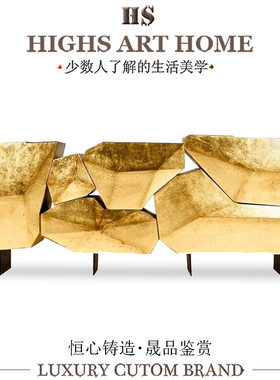 意大利轻奢实木餐边柜设计师高级不规则储物柜别墅客厅家用玄关柜