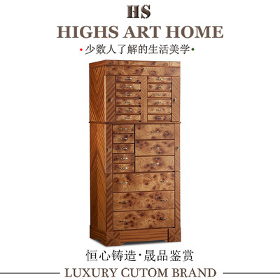 意式轻奢实木奢华珠宝柜高端复古
