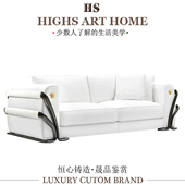 设计师意式 真皮沙发现代简约豪华别墅大平层客厅家用轻奢直排沙发