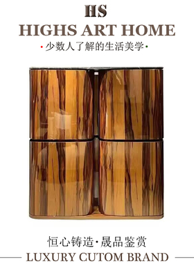 意式轻奢高级感酒柜别墅豪宅客厅高端餐边柜简约设计师实木储物柜