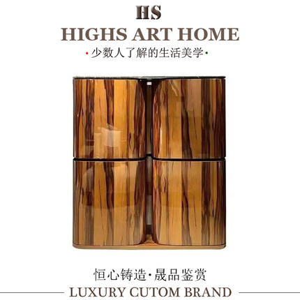 意式轻奢高级感酒柜别墅豪宅客厅高端餐边柜简约设计师实木储物柜