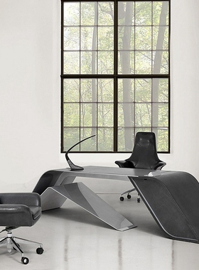 Astonmartin总裁办公桌意式简约设计感弧形阿斯顿马丁高级书桌椅