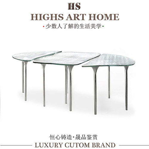 GLASVenere玄关台锤纹玻璃轻奢