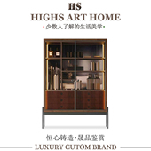 意式 玻璃酒柜靠墙展示柜现代高档客厅家用餐边柜轻奢实木储物柜子