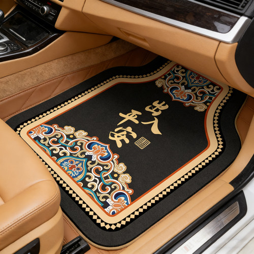 中古风汽车脚垫主驾驶车垫通用型防滑脚踩垫专用车内防脏垫易清洗