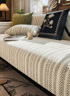 轻奢高级感雪尼尔沙发垫四季通用2025新款防滑坐垫皮沙发套罩盖布