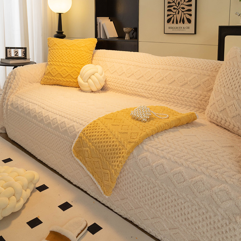 舒棉绒奶油风沙发垫盖布巾2025新款四季通用防滑盖毯万能全包套罩,居家布艺,沙发垫,淘宝优惠券,粉丝福利购,淘宝优惠卷