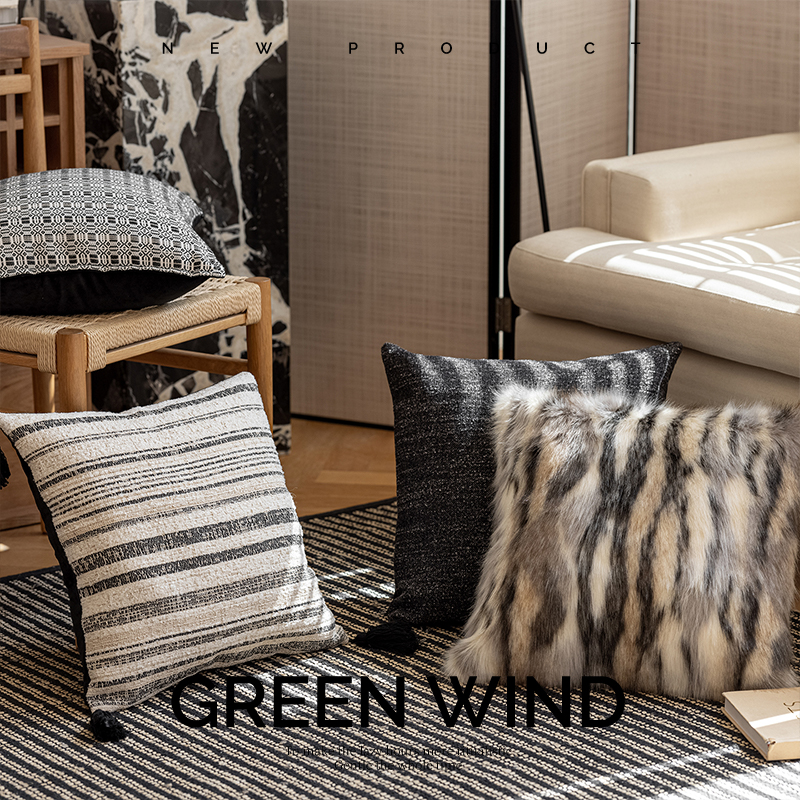 风也绿 轻奢毛皮草抱枕套不含芯方枕现代简约客厅沙发靠枕靠垫