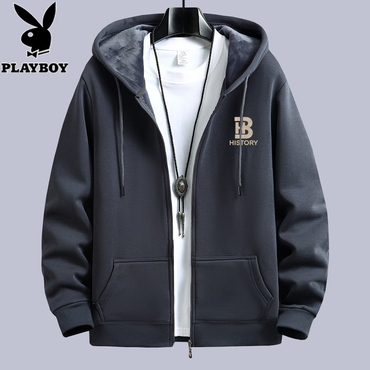 花花公子秋冬开衫卫衣男加厚加厚