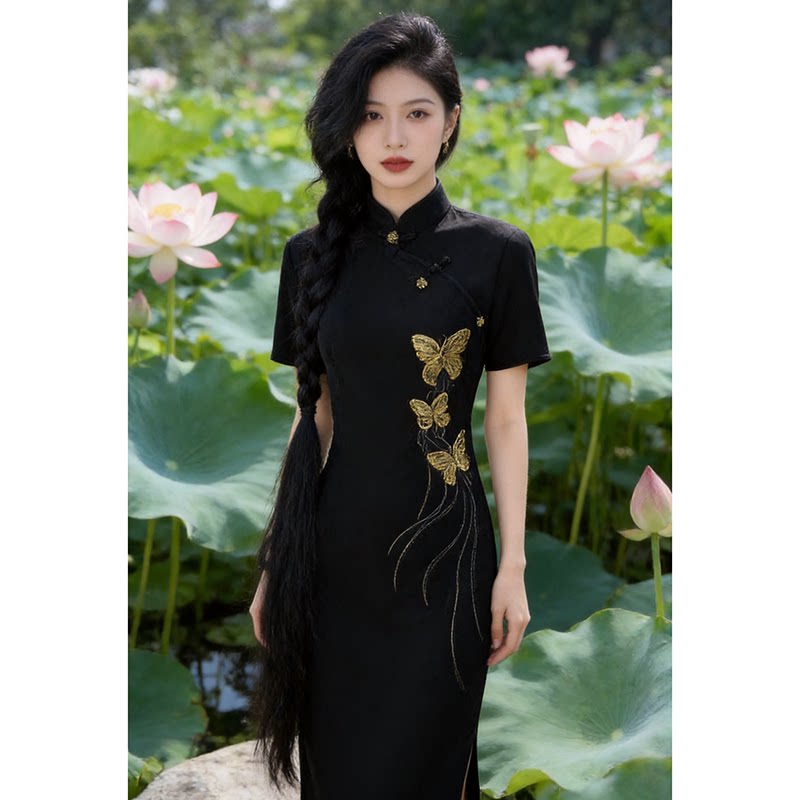 国风中式旗袍改良夏季新款胖mm大码女装高端大气上档次连衣裙长裙图片