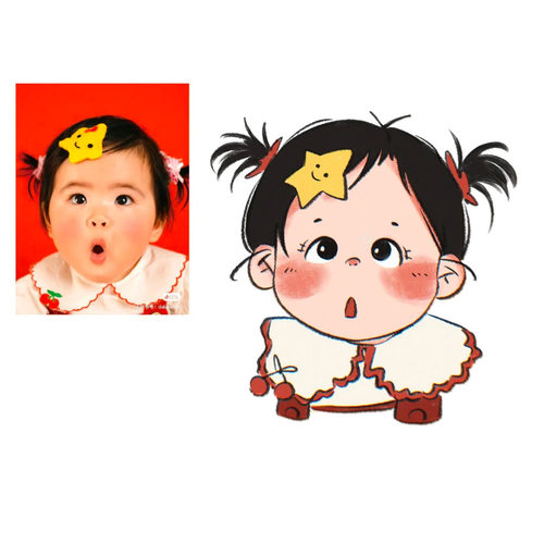 q版卡通可爱幼儿园宝宝手绘头像插画挂牌定制周岁满月周边