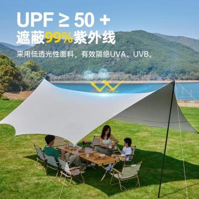 探险者涂银天幕帐篷户外大号野餐露营野营装备全套加厚防晒遮阳棚