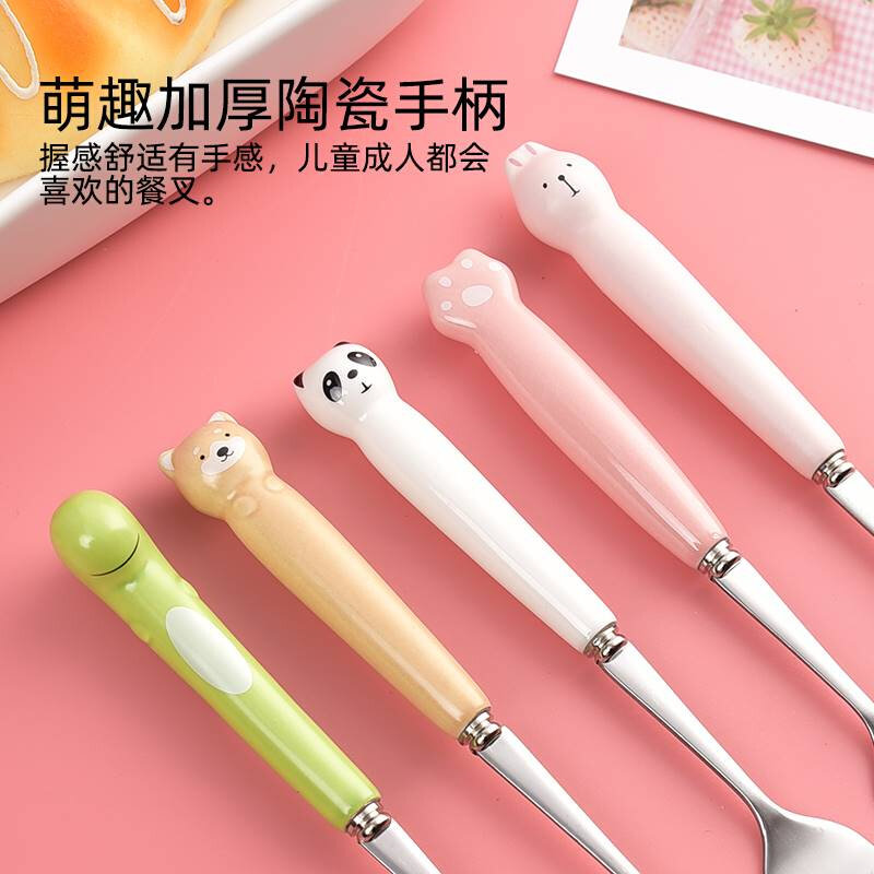 极速西餐牛排叉不锈钢创意卡通餐叉家用J泡面意面叉子网红儿童主