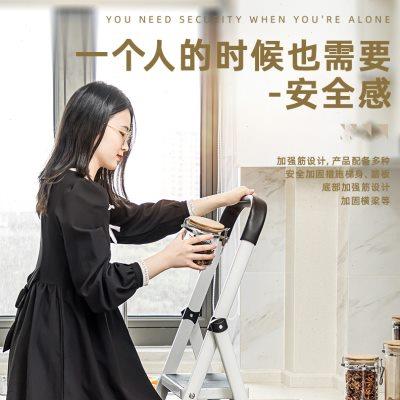 得力折叠梯子双层钢管加厚工程伸缩梯家用多功能升降楼梯人字梯
