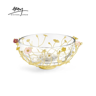 Michael Aram野生花大号玻璃碗珐琅果盘果碗手工创意艺术摆件礼盒